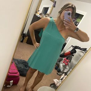 Thriving All Night Green One Shoulder Dress -Pink Lily